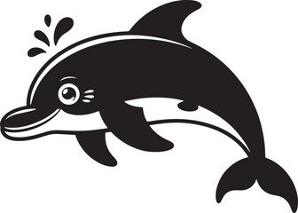 Fototapeta premium Playful Dolphin Silhouette with Water Splash Vector Illustration on Transparent Background Design Element