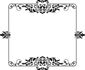 Vintage Ornamental Frame – Elegant Black Border, PNG, 300 DPI 
