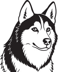 A bold vector illustration of a wild wolf head with a black and white silhouette for a mascot or tattoo