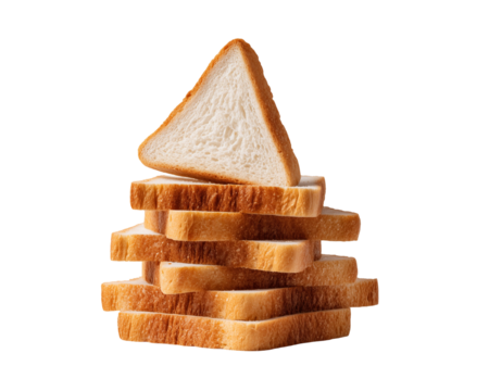 Stacked slices of bread with one triangle