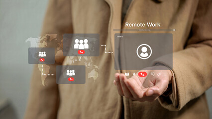 Remote Work Video Conference Global Team Connection