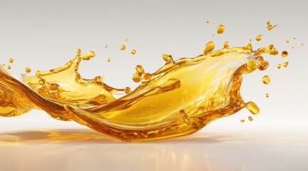 Golden liquid splash against a light background