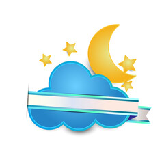 Paper clouds with moon and stars