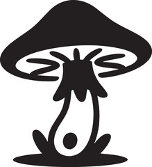 Stylized Mushroom Silhouette Illustration on Transparent Backdrop for Nature and Fungi Enthusiasts