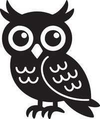 Stylized Owl Silhouette Vector Illustration on Transparent Background for Graphic Design Projects