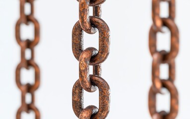 Fototapeta premium Three rusty chains are shown in a close up