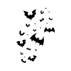 Flying Bats Silhouette for Halloween Design. Vector Illustration
