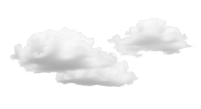 Soft fluffy clouds drifting across a clear sky, cutout isolated on transparent bg, png