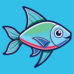 Obraz premium cartoon fish depicted on a brown backdrop, emphasizing a fun and imaginative aquatic theme