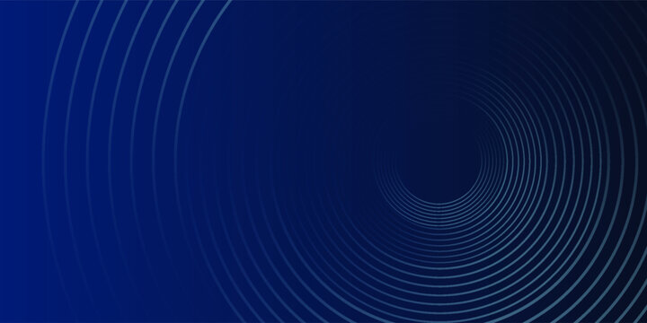 Abstract blue glowing geometric lines on dark blue background. Modern shiny blue circle lines pattern. Futuristic technology concept. Suit for cover, poster, banner, brochure, header, website. eps 10