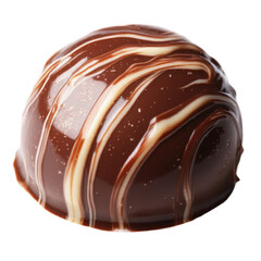 A stream of melted chocolate isolated on transparent background