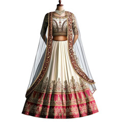 Wedding woman dress white gown traditional indian bride dress isolated on transparent background