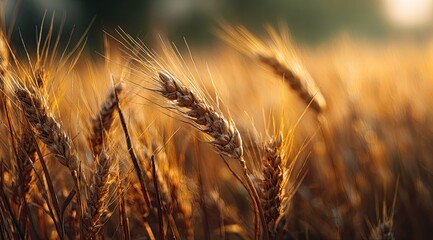 Obraz premium Golden wheat field at sunset (6)