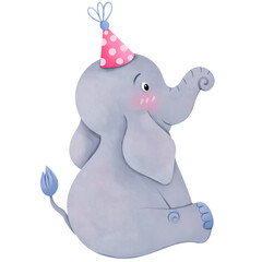 Watercolor hand-painted birthday themed cartoon
