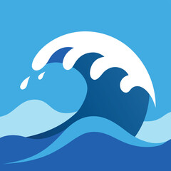 Obraz premium Artistic vector depiction of an ocean wave, featuring smooth curves and vibrant shades of blue.