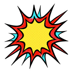 Retro Pop Art Comic Book Explosion, Energetic, Bright, Red and Yellow Design Element.