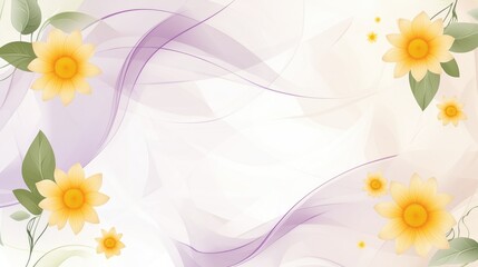 Obraz premium Elegant Abstract Floral Background with Pale Lavender Swirls and Light Yellow Flowers