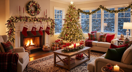 Obraz premium living room with christmas decorations