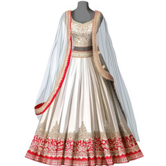 Wedding woman dress white gown traditional indian bride dress isolated on transparent background