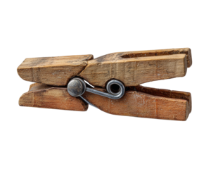 Wooden clothespin with metal spring