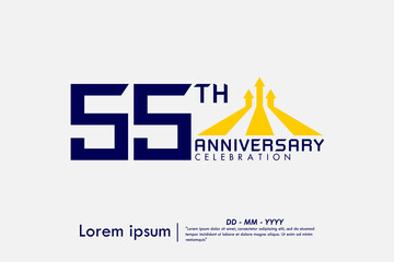 55th years anniversary celebration emblem. congratulations anniversary logo isolated with arrows up to business target on white background. vector illustration template design for web banner