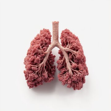 3D model of a human lung, light pink, detailed
