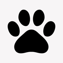 Paw print sign and symbol, footprint pet paw. Dog, bear and cat paw print. Vector image. EPS 10