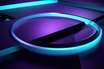 minimalistic design Purple and Turquoise Tech Background with a Geometric 3D Structure
