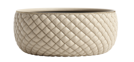 Cream-colored quilted bowl