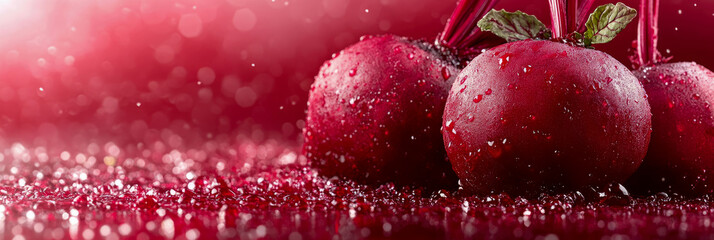 advertising banner of beet root --chaos 35 --ar 3:1 --stylize 750 --v 6.1 Job ID: 1b3f9d8a-ea03-4551-b3d1-c731f329fba5