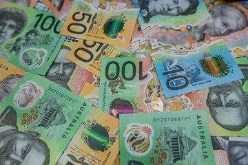 Close-up of Vibrant Australian Currency: Financial Planning and Global Economy Theme
