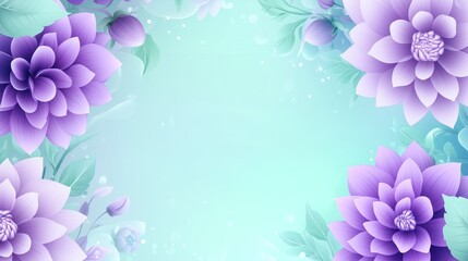 Elegant Floral Illustration with Lavender Dahlias and Pale Teal Accents for a Serene and Artistic Ambiance