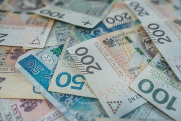 Pile of Polish Zloty Banknotes – Finance, Economy, and Investment Growth Concept