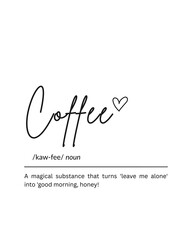 Coffee Definition Printable Wall Art – Funny Kitchen Decor, Caffeine Quote Print, Coffee Lover Gift, Digital Download
