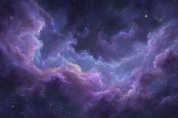 宇宙のクジラ：紫と青の星雲の幻想的な眺め