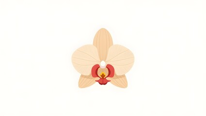 Orchid Flower Illustration &ndash; Elegant Beige and Red Phalaenopsis Design