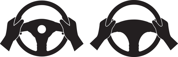 Hands gripping a steering wheel silhouette