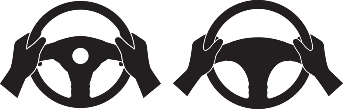 Hands gripping a steering wheel silhouette