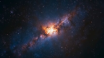 Obraz premium Galaxy with a bright orange star in the middle