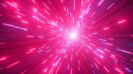 Abstract background showcasing vibrant pink and magenta fractal bloom, radiating with luminous energy and dynamic patterns from central point
