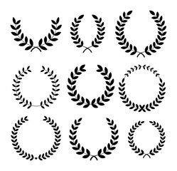 Black laurel wreaths collection for award and achievement design victory