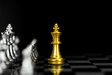 Gold king chess piece symbolizing leadership, business strategy, and success. A powerful concept for victory, management, and planning.