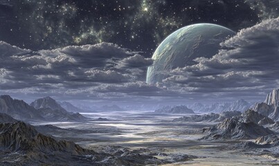 他の惑星の表面の壮大な眺め