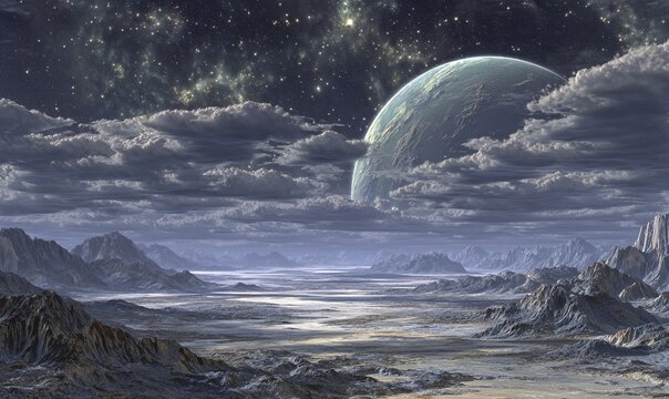 他の惑星の表面の壮大な眺め