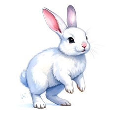 Fototapeta premium Cute white rabbit illustration