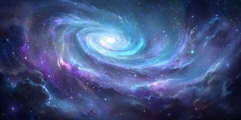 青紫色の銀河渦巻 - 宇宙の神秘