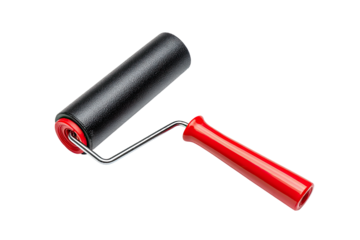 Black paint roller with red handle