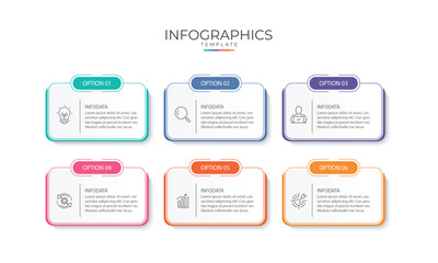 Vector Infographic label design template with icons and 6 options or steps. Can be used for process diagram, presentations, workflow layout, banner, flow chart, info graph.