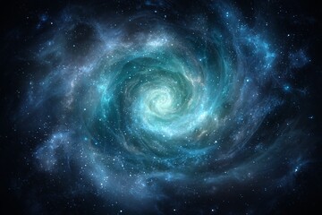 宇宙ポータル、ワームホールの可視化：青と白の渦巻くネビュラ