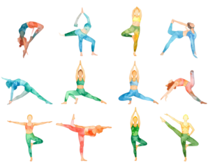 Yoga poses illustration vector set – transparent background